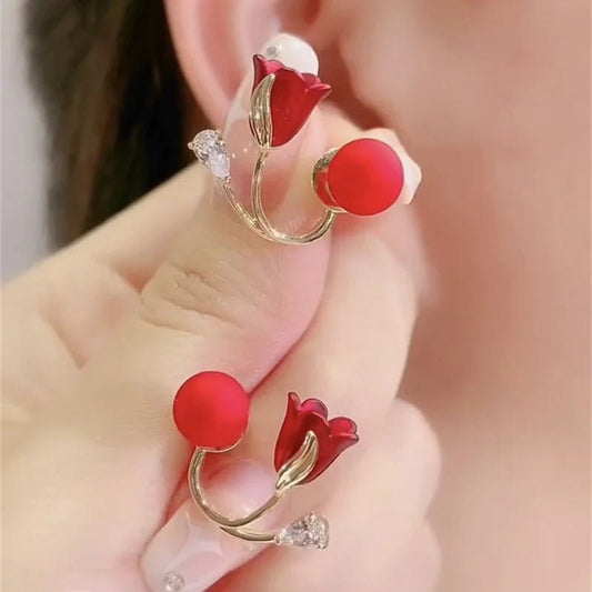 Crimson Blossom Earrings - GADGENERALGADGENERALGADGENERAL
